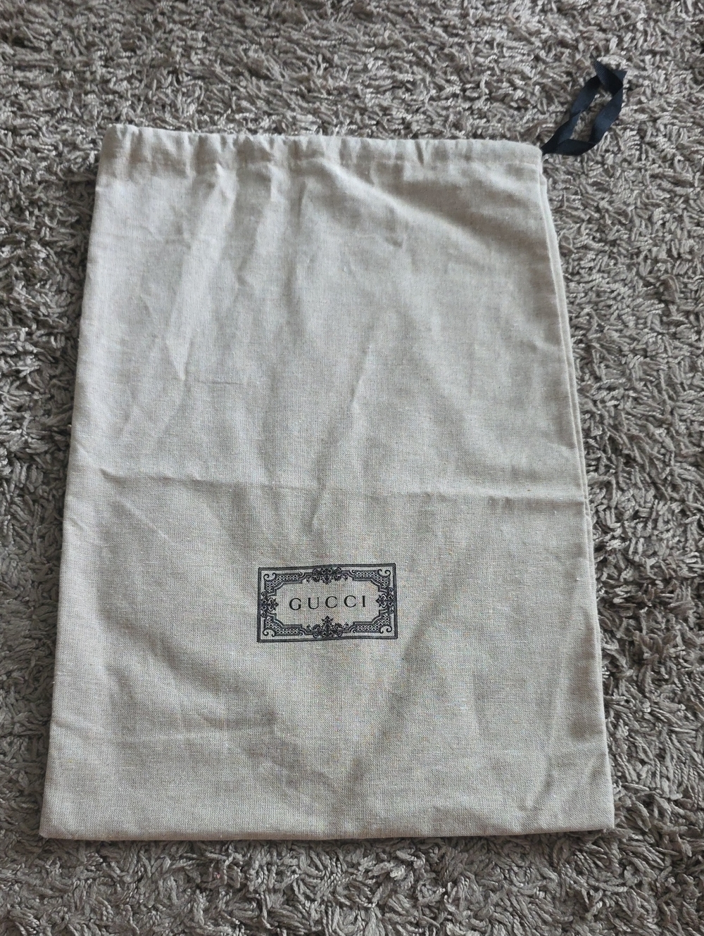 Gucci Natural Canvas Logo Drawstring Pouch